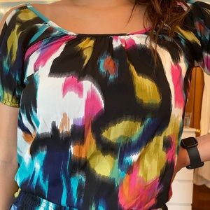 bright colorful fun patterned top